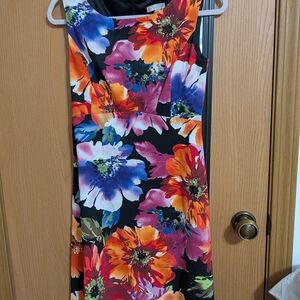 Vibrant Floral Midi Dress - Black, Red, Pink, Blue, Orange Fairy Flowers